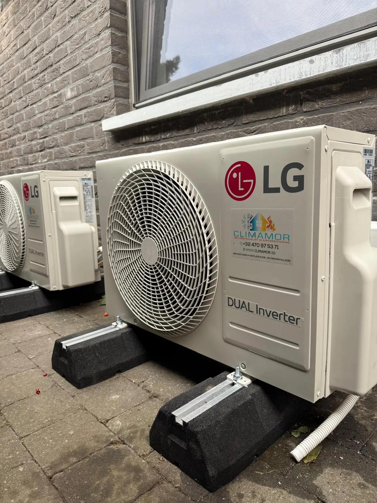 LG buitenunit Climamor sticker installatie Limburg